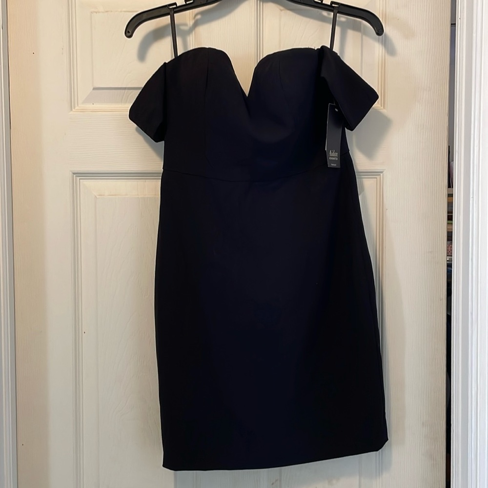 Aidan By Aidan Mattox- Off the Shoulder Fitted Crepe Mini Coctail Dress